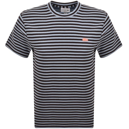 Lacoste Stripe T Shirt Coral Blue | Mainline Menswear us